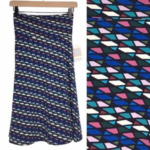 LULAROE Azure Skirt Knee Length Stained Glass Kaleidoscope Retro Mod Size XS NWT